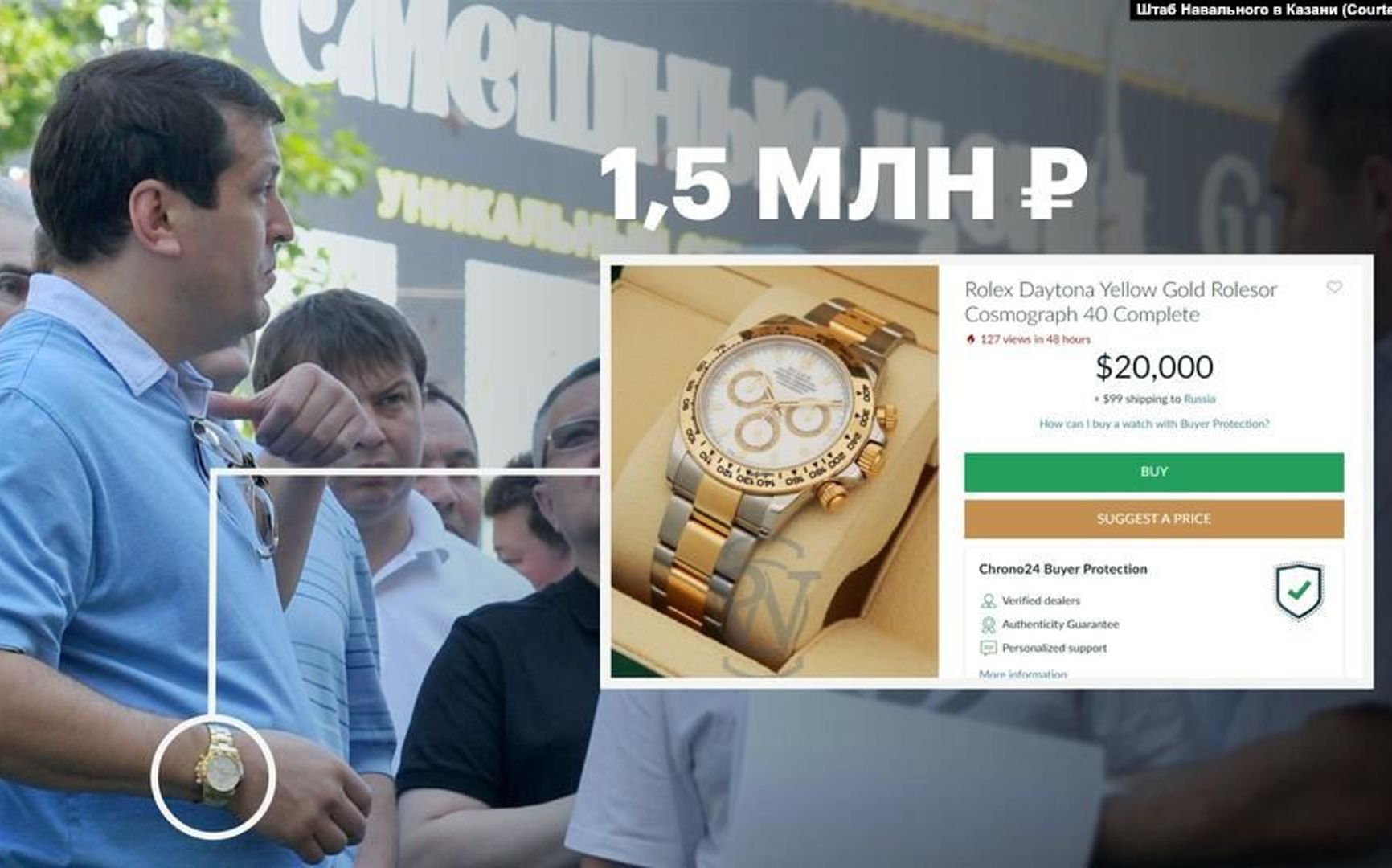 Штаб Навального в Казані знайшов у мера міста Ільсур Метшін колекцію годинників на 120,5 млн руб
