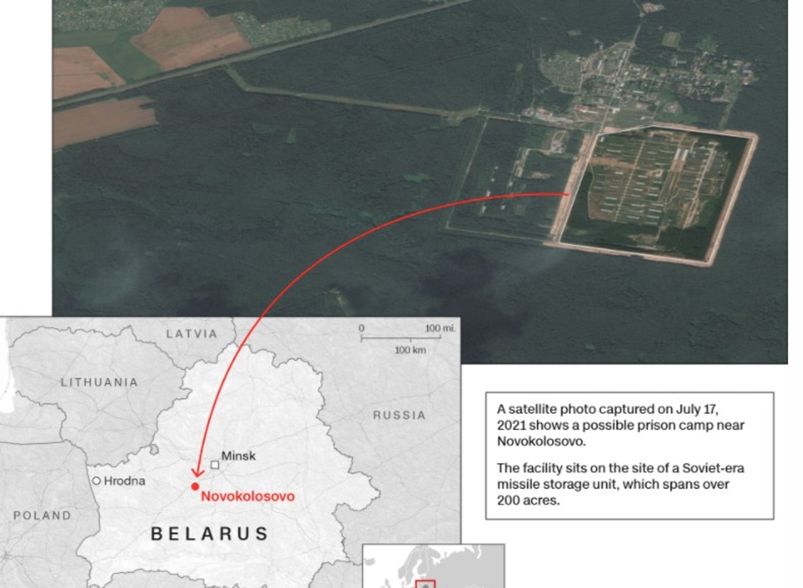 Міноборони Білорусі спростувало повідомлення про побудованому концентраційному таборі для політв'язнів, назвавши будова військовою частиною