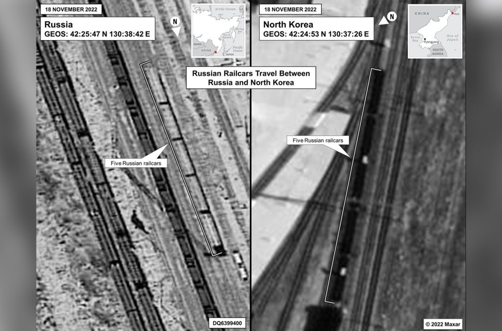США показали фото вагонов, курсирующих между Россией и КНДР. Они считают, что в них перевозят оружие для ЧВК Вагнера