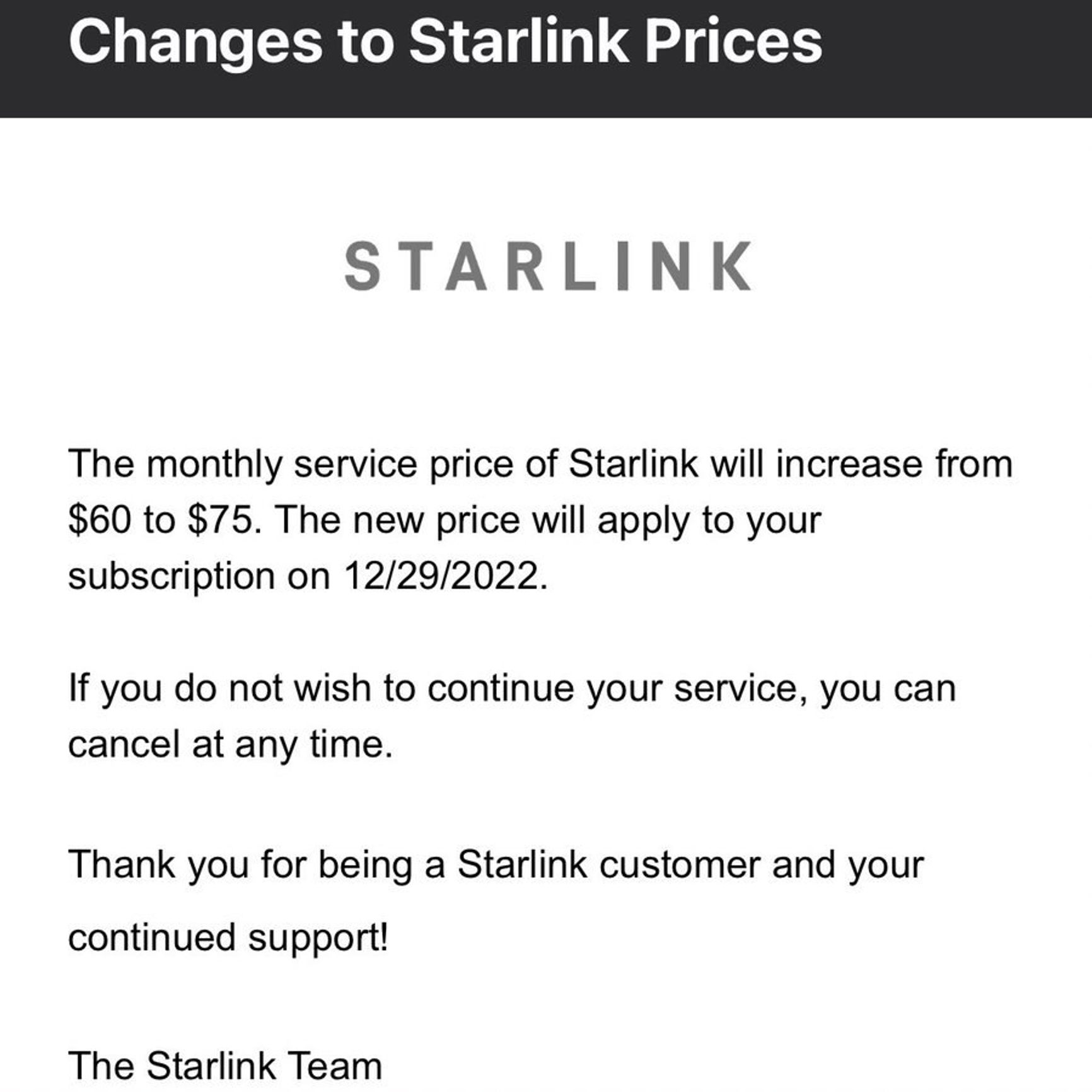 Компания Starlink повысила тарифы на спутниковый интернет для украинцев