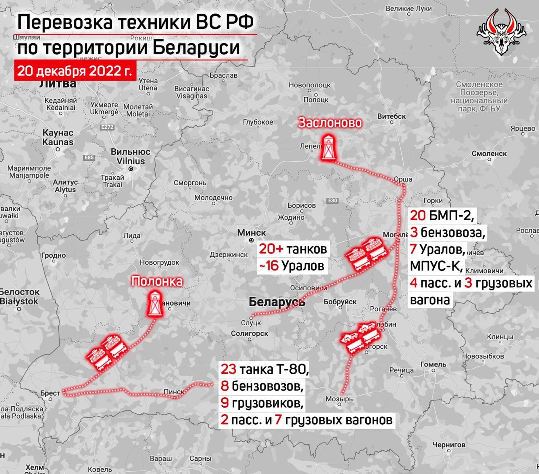 Россия перебрасывает танки с полигонов в Беларуси к границе с Украиной — «Белорусский Гаюн»