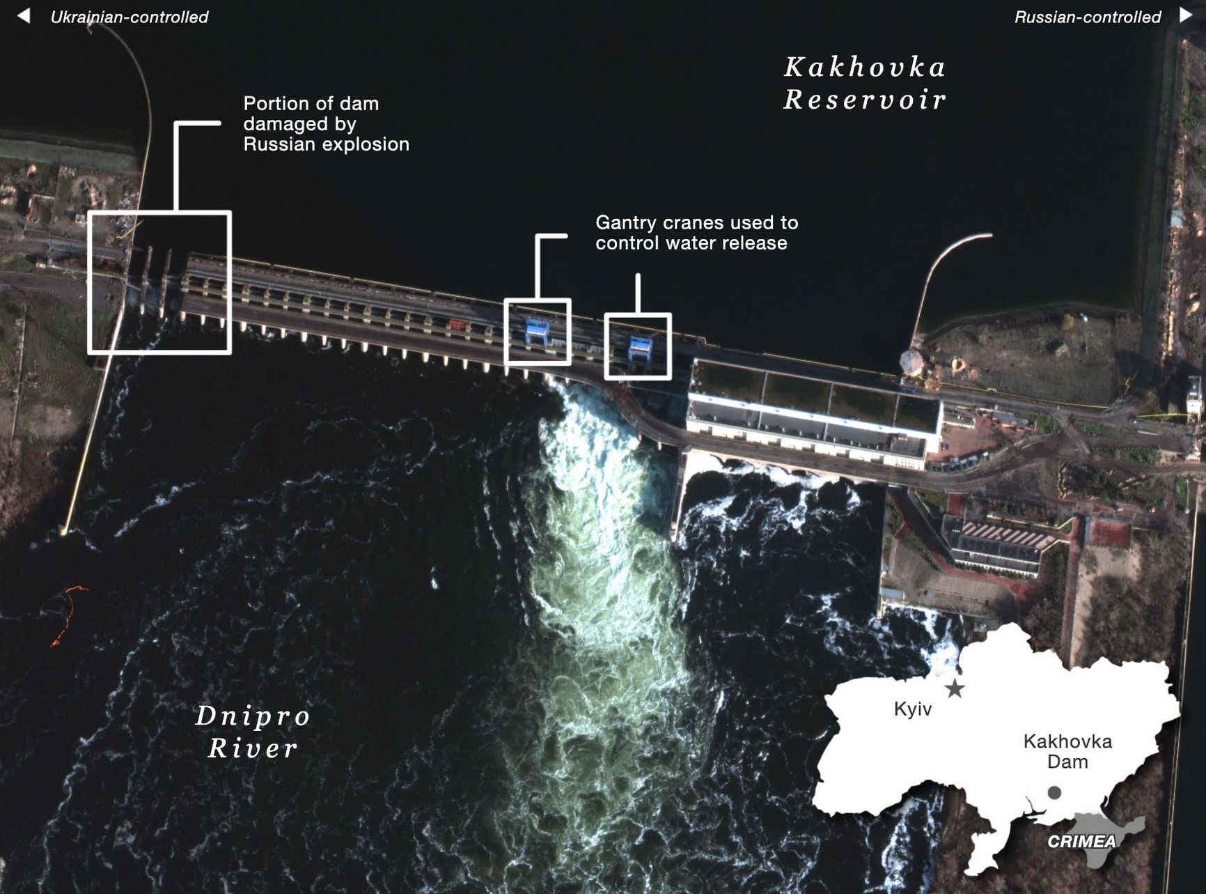 Россия сбрасывает воду из Каховского водохранилища. Это может привести к катастрофе на Запорожской АЭС